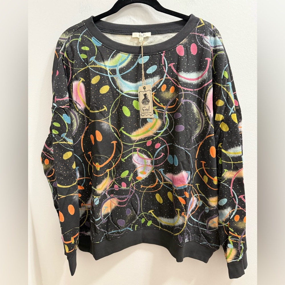 Easel Multicolor Smiley Face Top